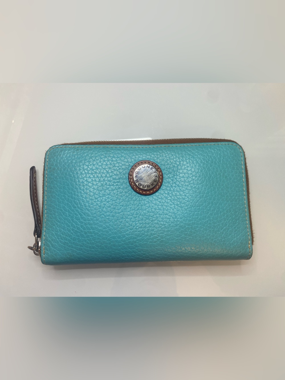 Dooney & Bourke Aqua Pebble Leather Zip Wallet